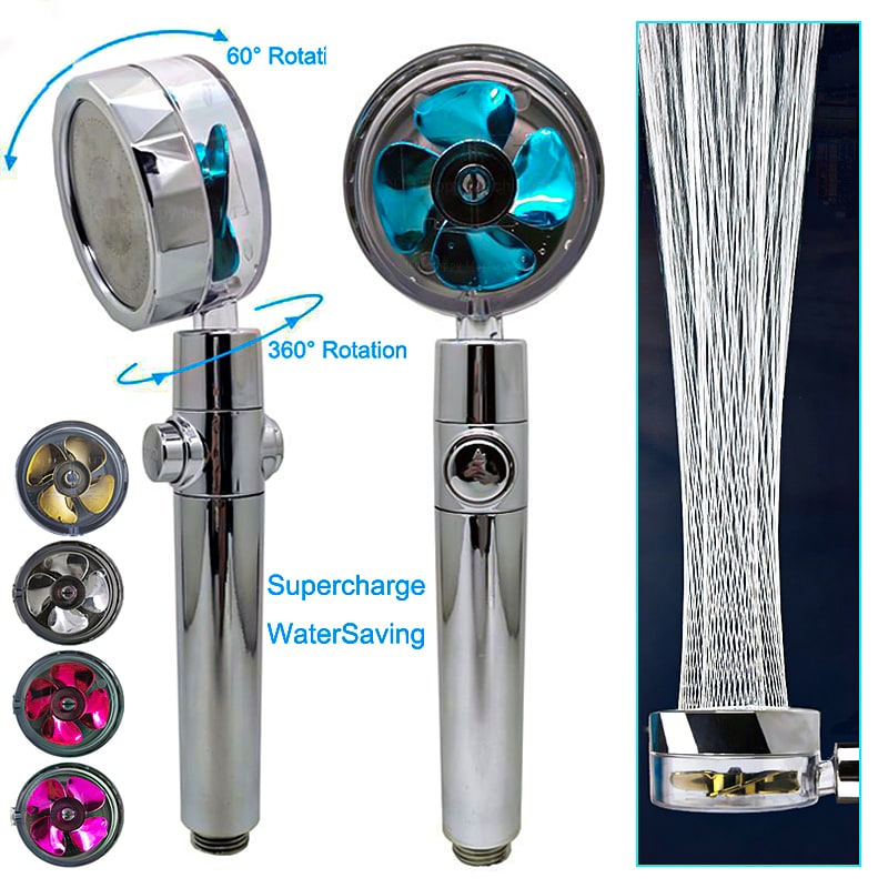 Shower Head with Hard Water Filter High Pressure Propeller Fan and Pause Button Kdf 55