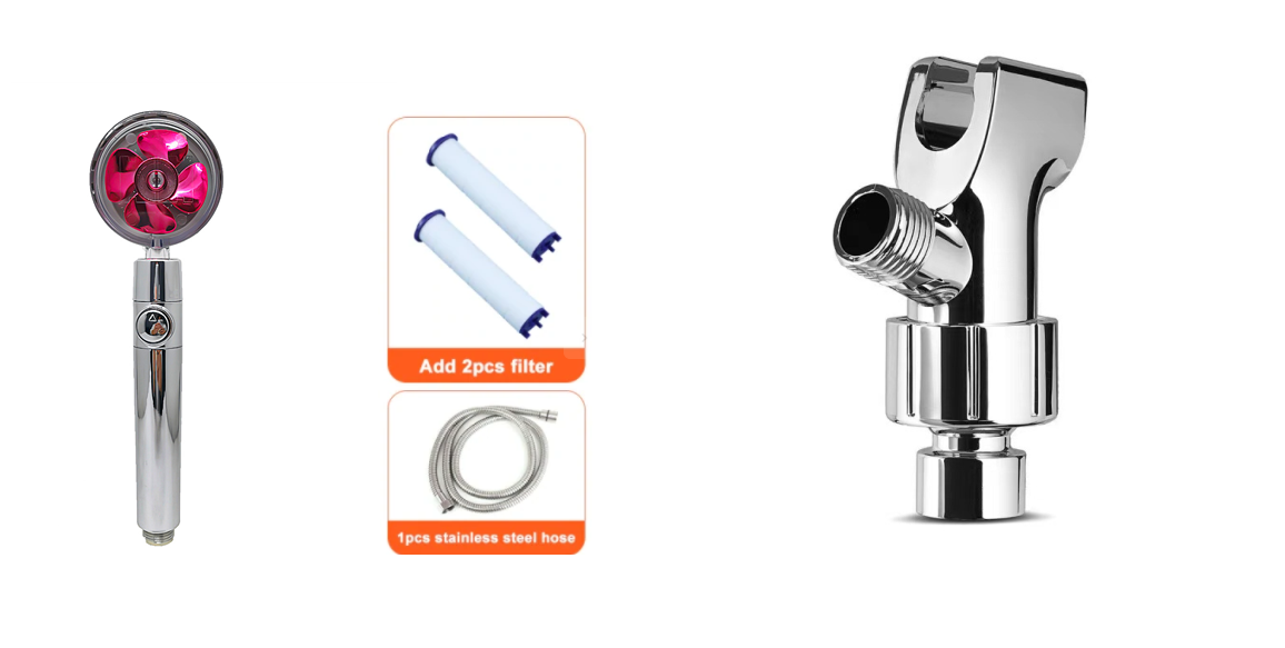 Shower Head with Hard Water Filter High Pressure Propeller Fan and Pause Button Kdf 55