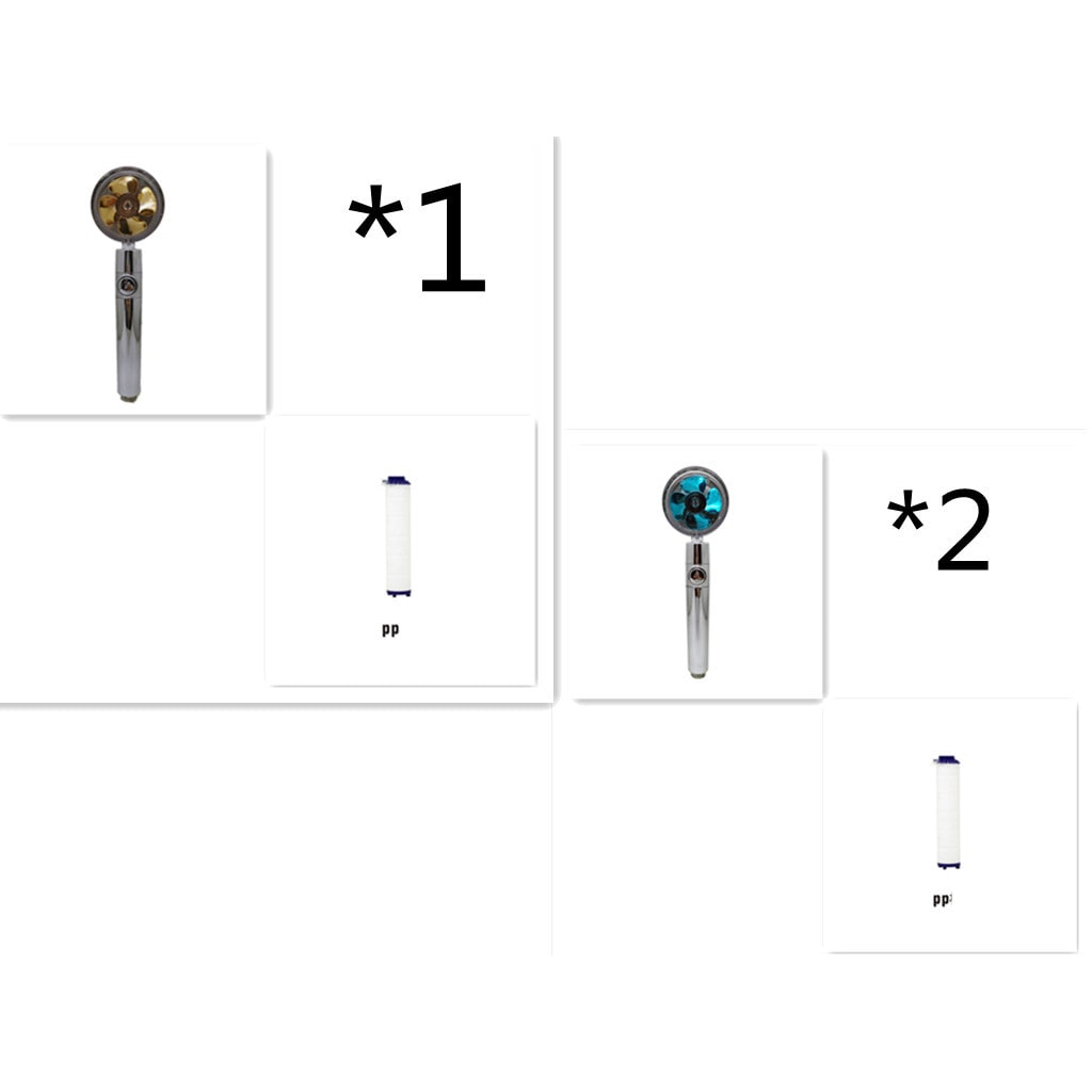 Shower Head with Hard Water Filter High Pressure Propeller Fan and Pause Button Kdf 55
