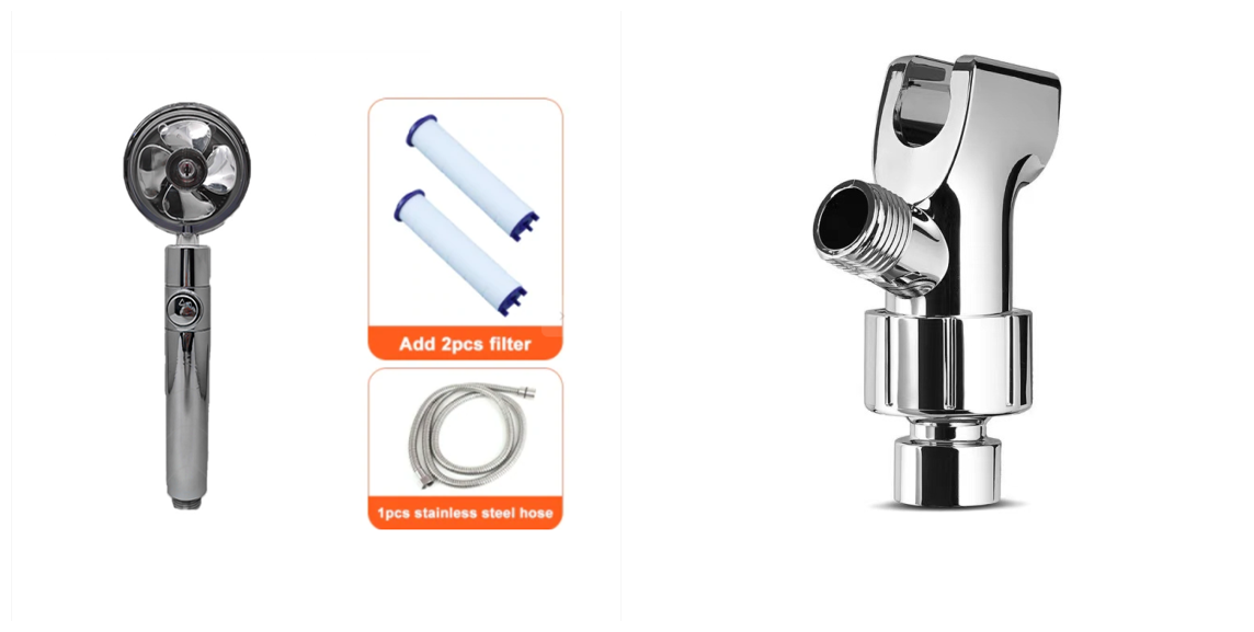Shower Head with Hard Water Filter High Pressure Propeller Fan and Pause Button Kdf 55