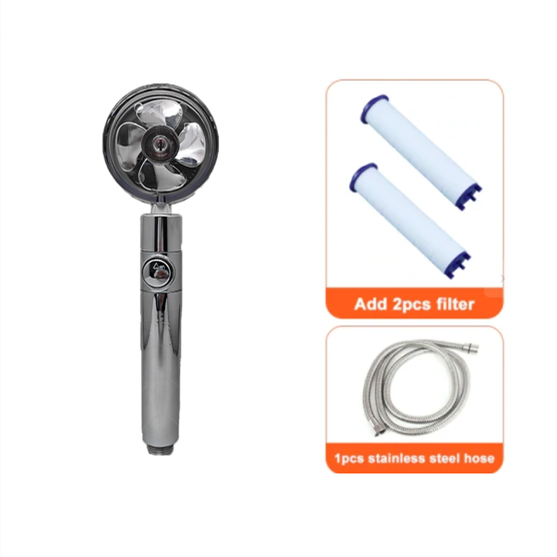 Shower Head with Hard Water Filter High Pressure Propeller Fan and Pause Button Kdf 55
