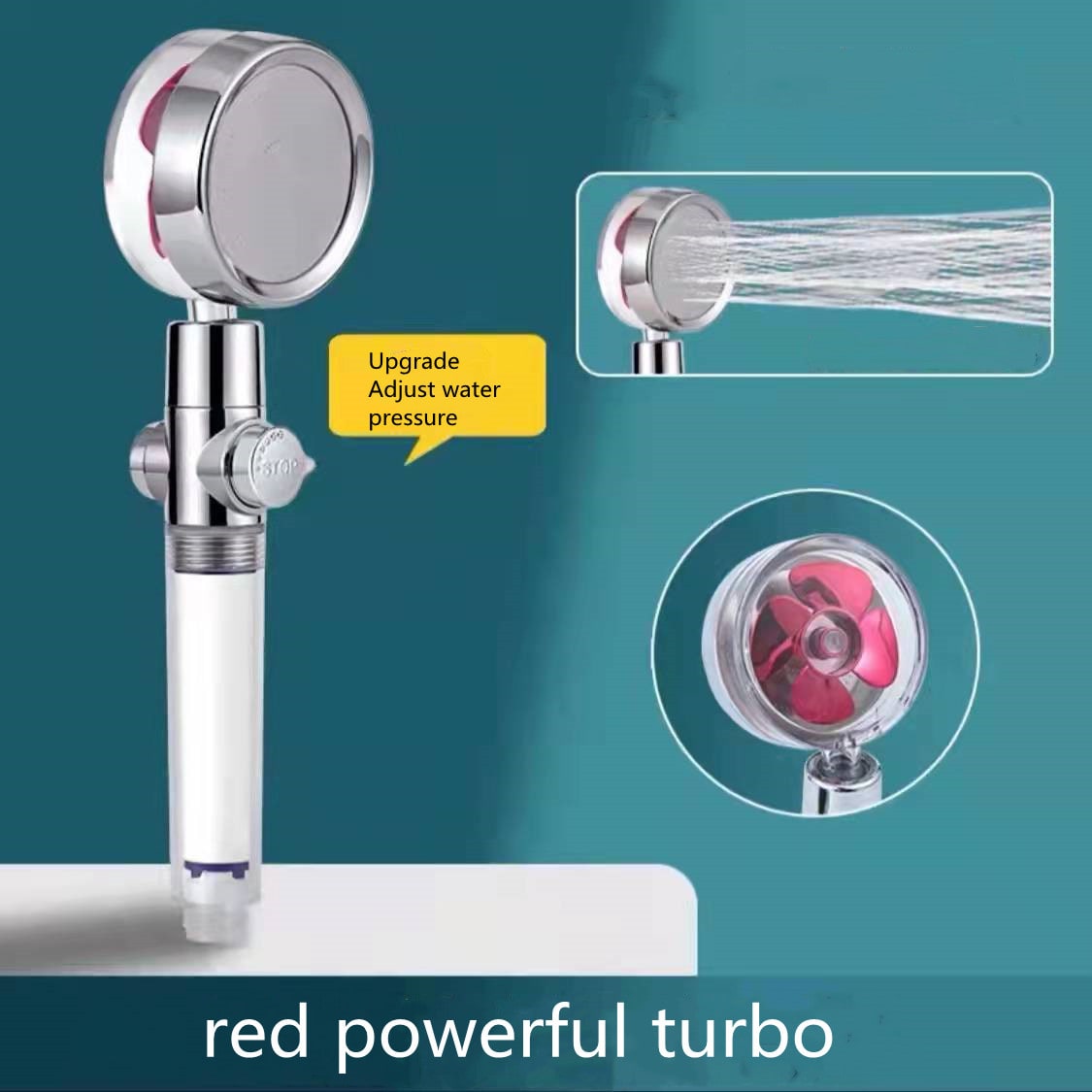 Shower Head with Hard Water Filter High Pressure Propeller Fan and Pause Button Kdf 55