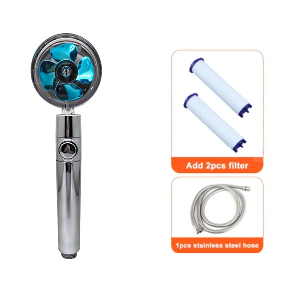 Shower Head with Hard Water Filter High Pressure Propeller Fan and Pause Button Kdf 55