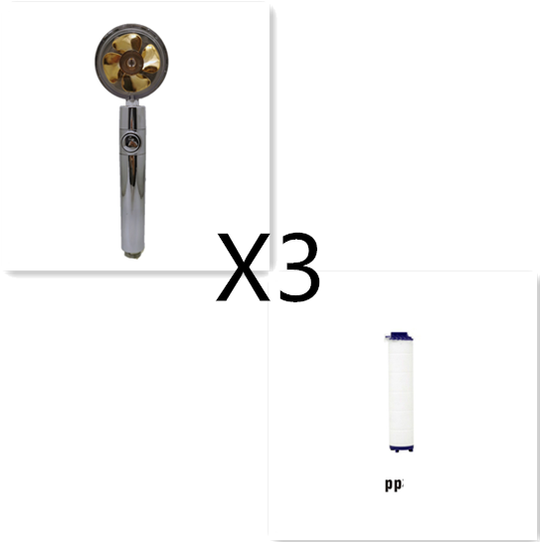 Shower Head with Hard Water Filter High Pressure Propeller Fan and Pause Button Kdf 55