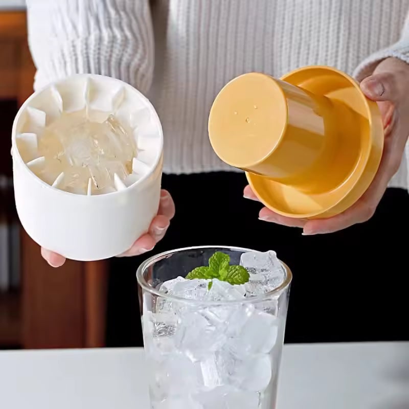 Silicone Ice Cube Maker Tray with Portable Squeezable Cup and Removable Lid