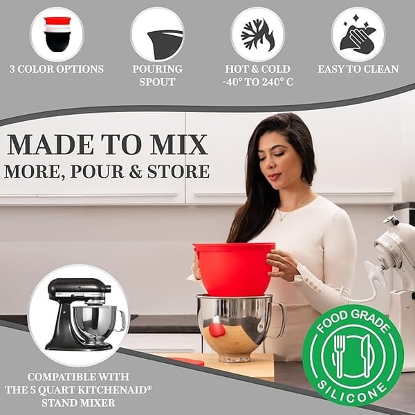 Silicone Mixing Bowl Liner with Lids for Stand Mixers