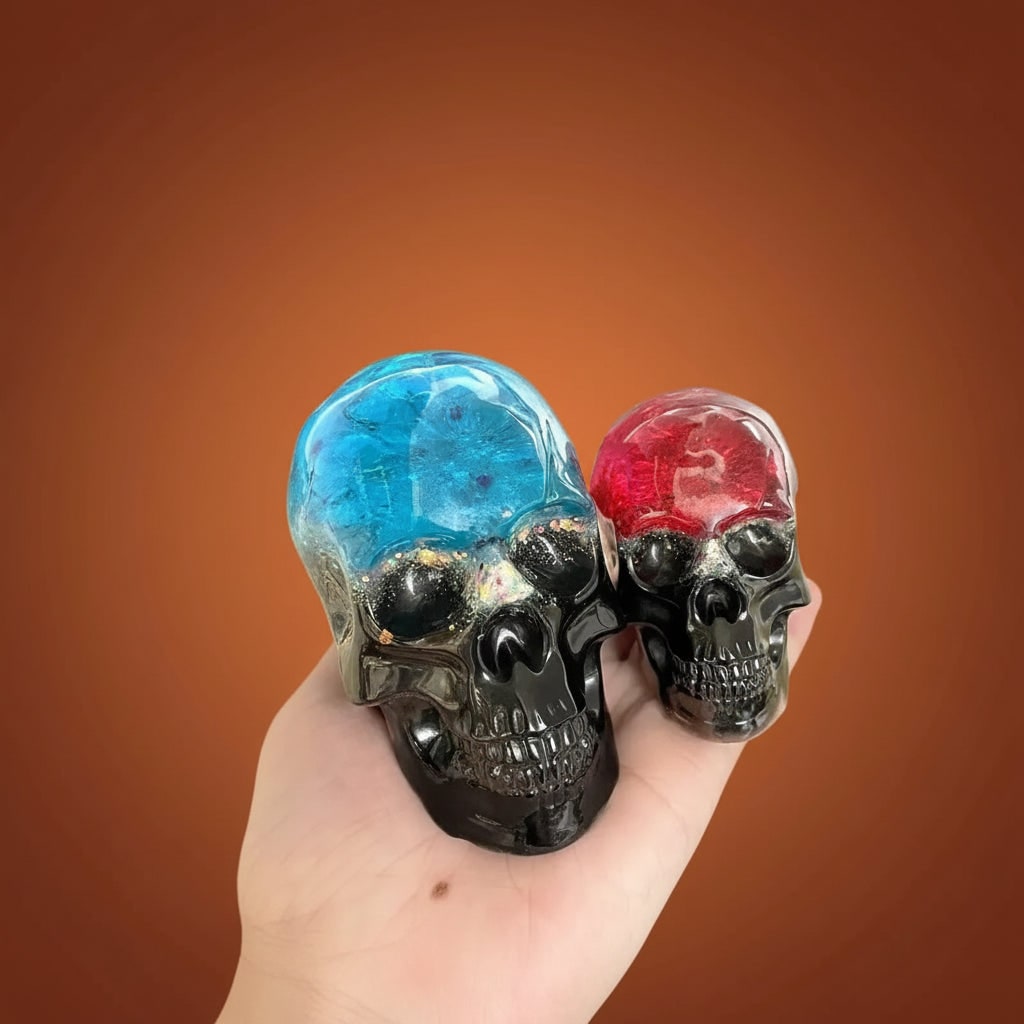 Halloween 3D Skull Silicone Mold Set of 3 with Detailed Design for Resin Casting and Candle Making