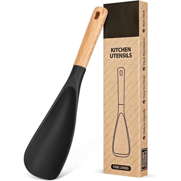 Silicone Spatula and Cooking Spoon with Wooden Handle for Kitchen Utensils
