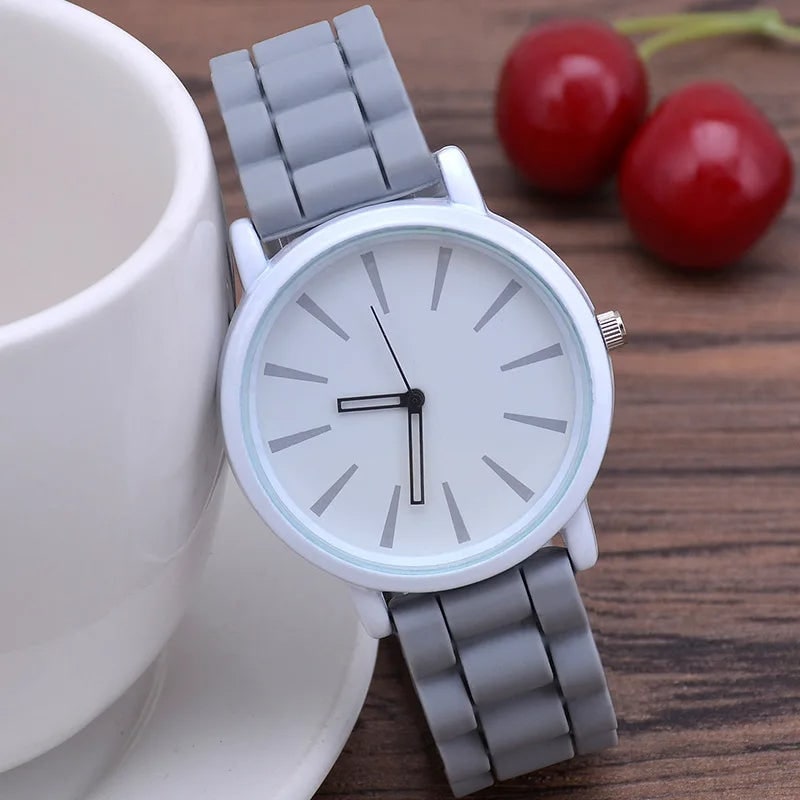 Silicone Watch Bands Strap with Rubber Replacement and Minimalist Dial