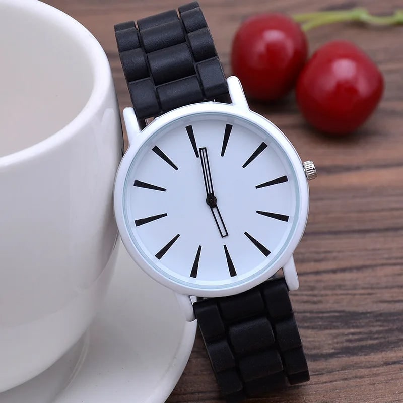 Silicone Watch Bands Strap with Rubber Replacement and Minimalist Dial