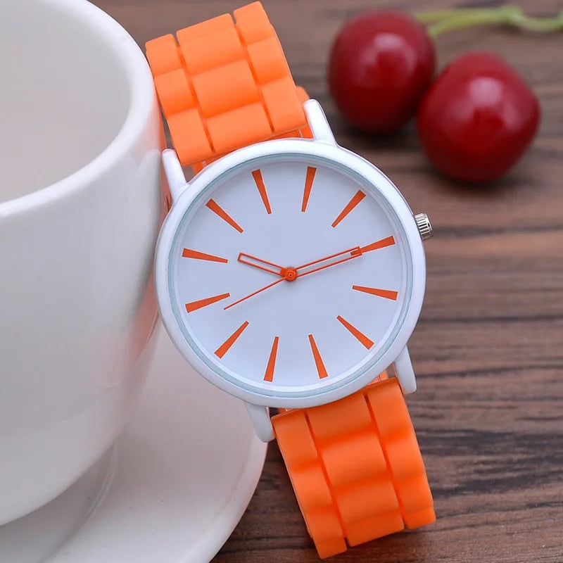 Silicone Watch Bands Strap with Rubber Replacement and Minimalist Dial