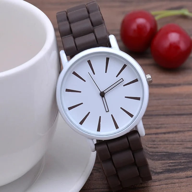 Silicone Watch Bands Strap with Rubber Replacement and Minimalist Dial