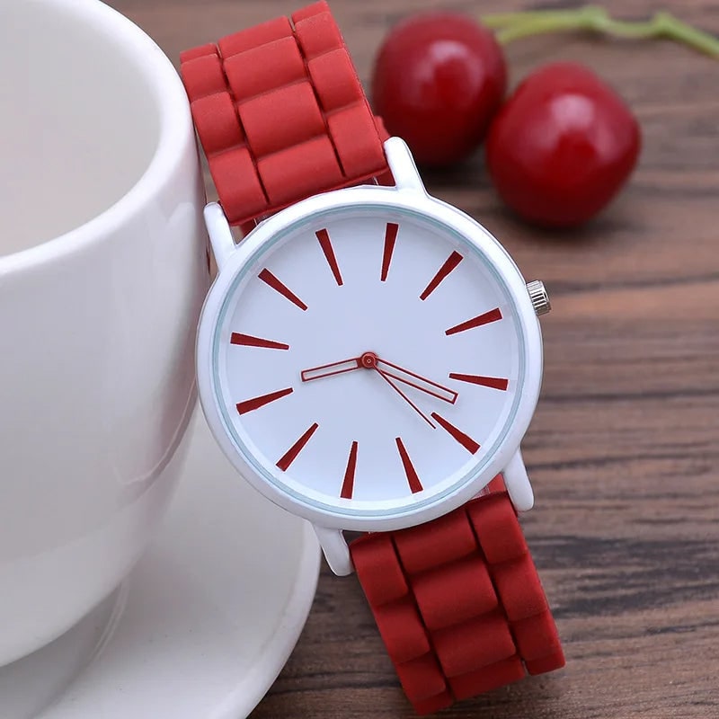 Silicone Watch Bands Strap with Rubber Replacement and Minimalist Dial