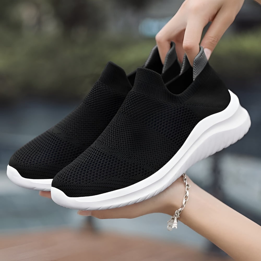 Women's Slip on Sneakers with Mesh Knit Upper and Cushioned Foam Sole for Walking