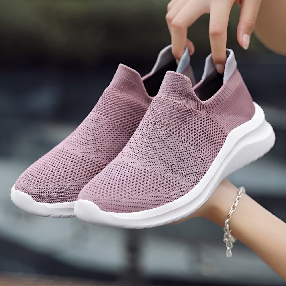 Women's Slip on Sneakers with Mesh Knit Upper and Cushioned Foam Sole for Walking