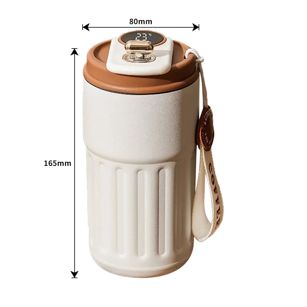 Smart Insulated Stainless Steel Travel Mug with LED Temperature Display and 450ml Capacity