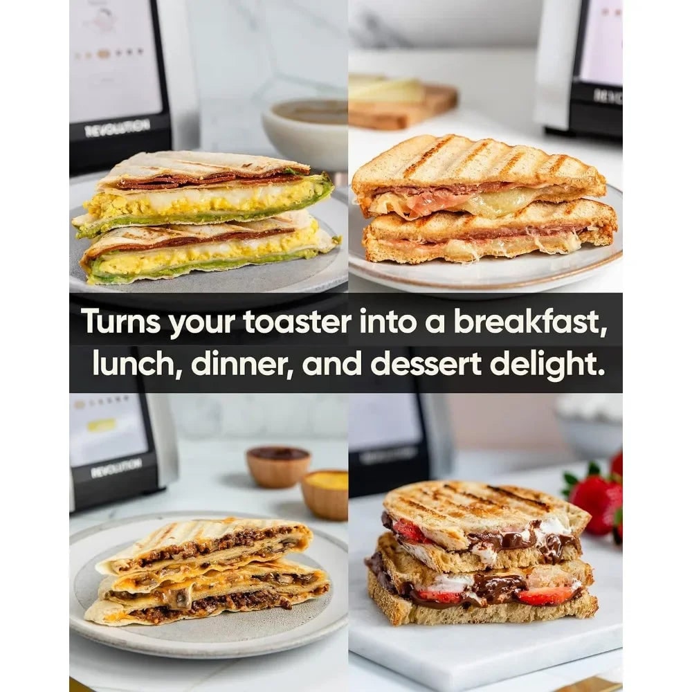 Smart Touchscreen Toaster Two Slice Panini Press Warming Rack Metal Digital