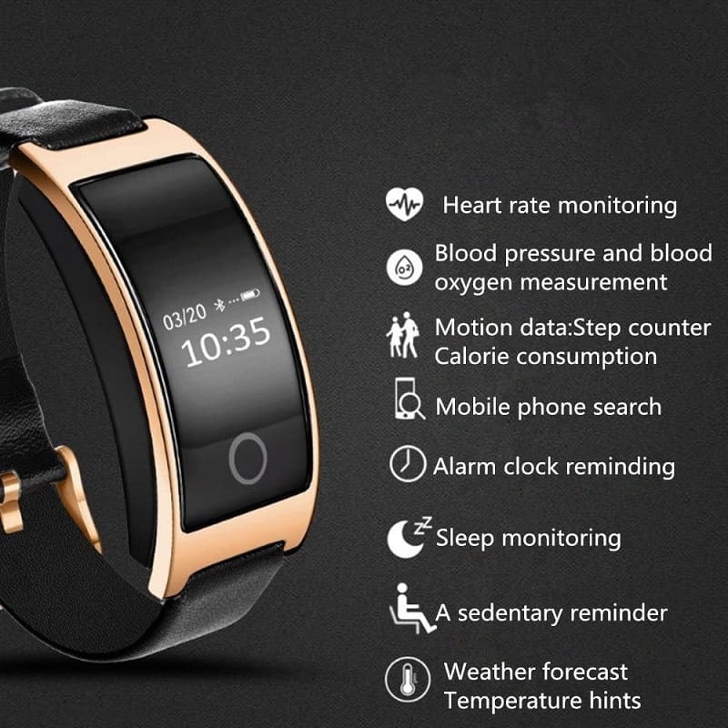 Smartwatch Fitness Tracker Watch Activity Leather Waterproof Heart Rate