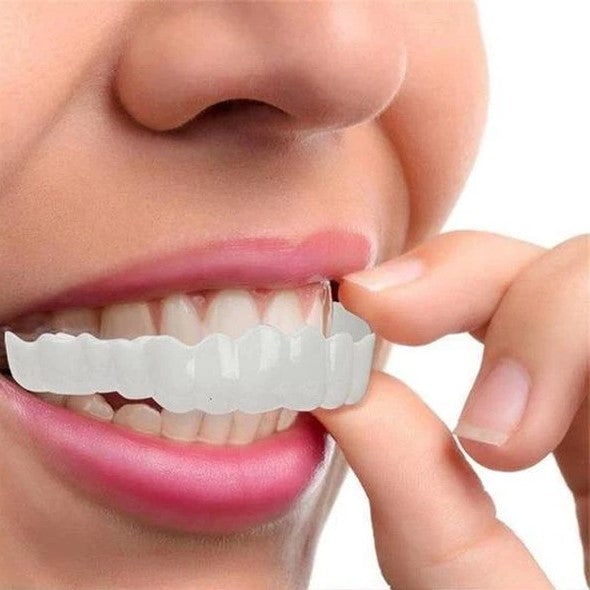 Snap on Cosmetic Dental Veneers Temporary Tooth Covers Upper Lower Set Instant Smile