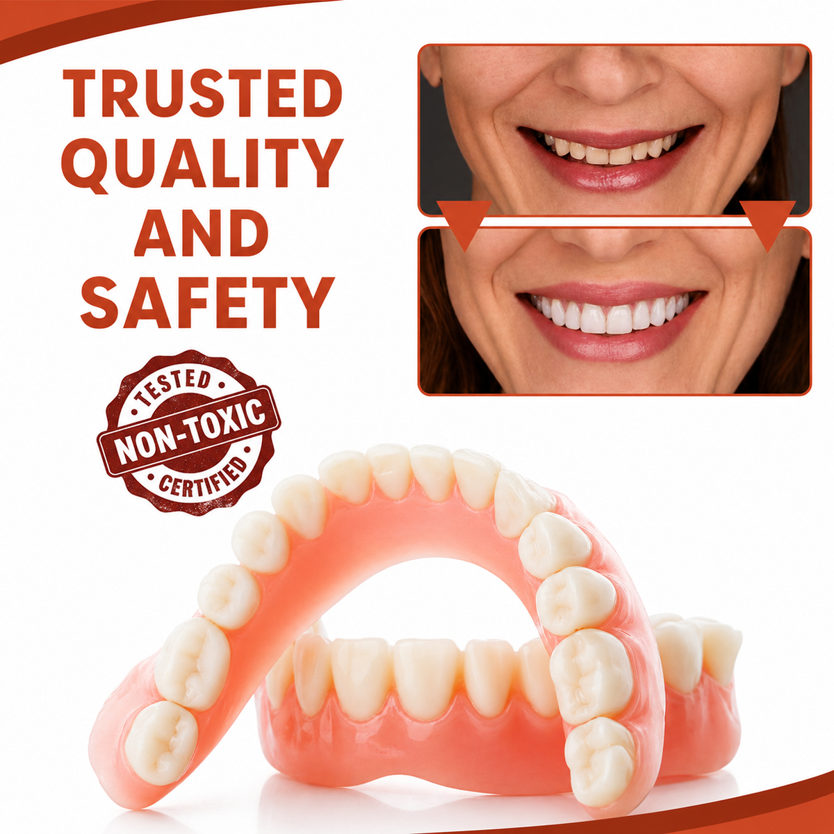 Snap on Veneers Temporary Tooth Moldable Fake Teeth Upper Lower