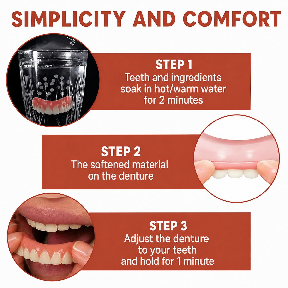 Snap on Veneers Temporary Tooth Moldable Fake Teeth Upper Lower
