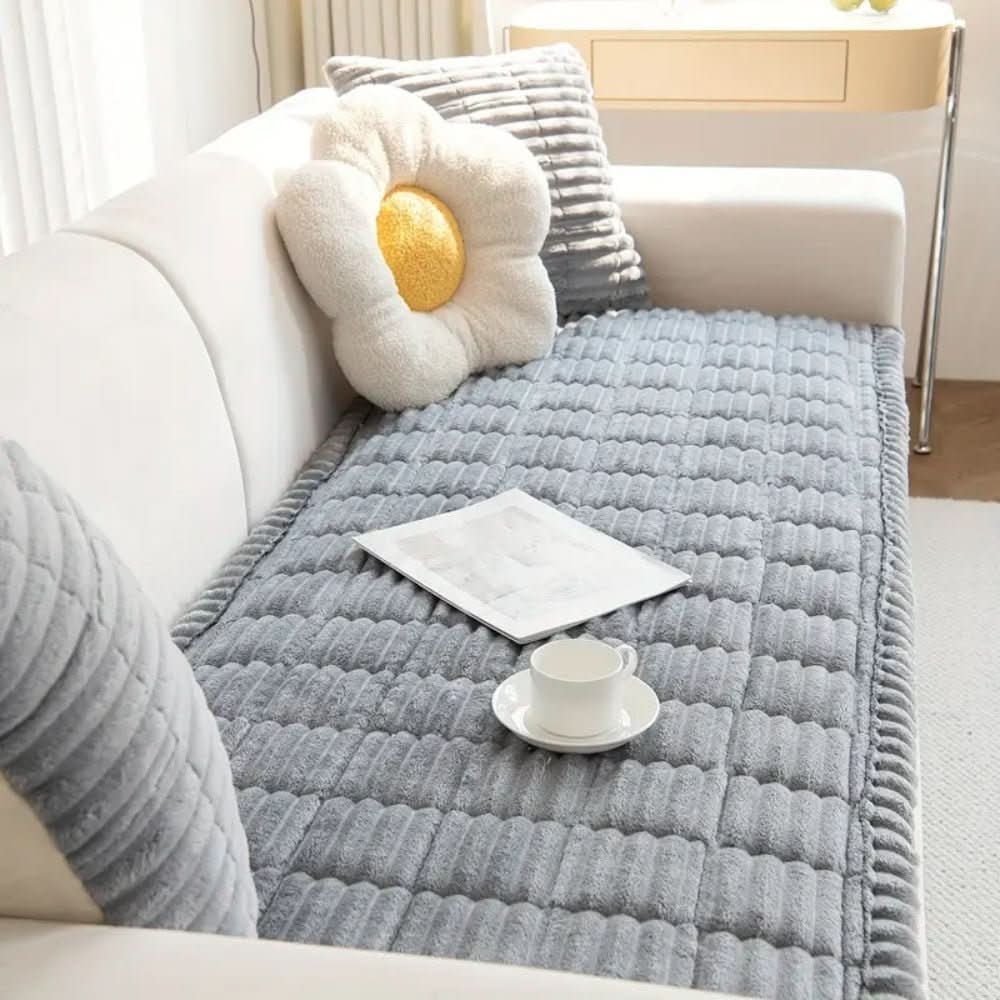 Sofa Couch Seat Cushion Cover with Plush Quilted Design and Non-Slip Backing Stretchable