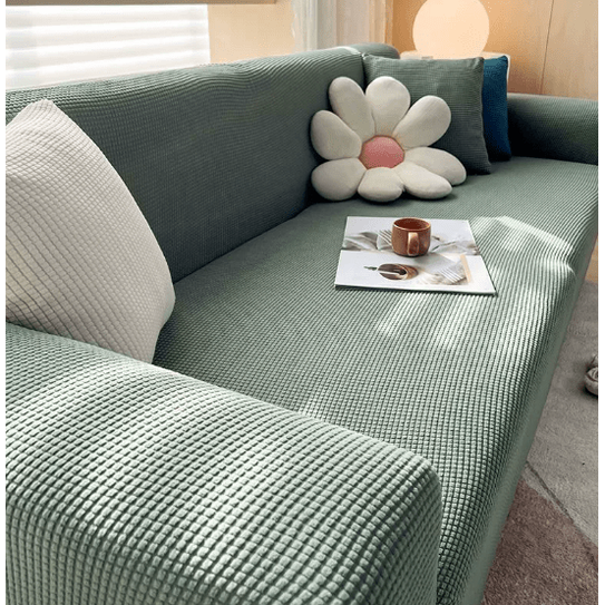 Sofa Cover Slipcover for Couch with Ribbed Jacquard and Non-Slip Backing Cat Protector