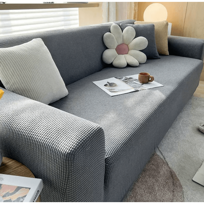 Sofa Cover Slipcover for Couch with Ribbed Jacquard and Non-Slip Backing Cat Protector