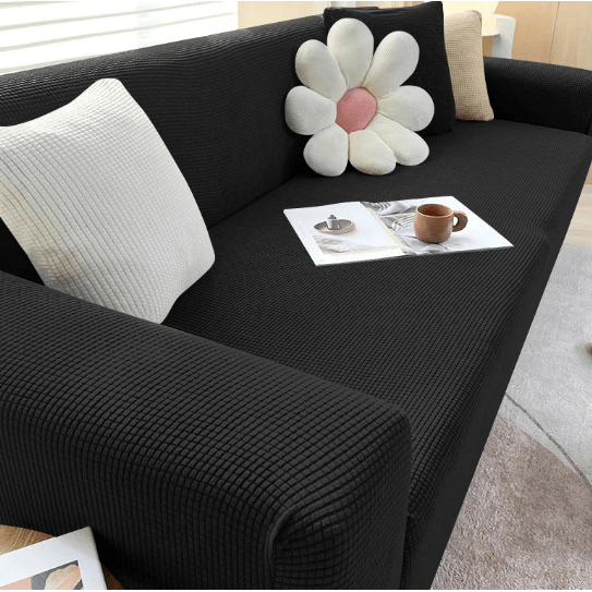 Sofa Cover Slipcover for Couch with Ribbed Jacquard and Non-Slip Backing Cat Protector