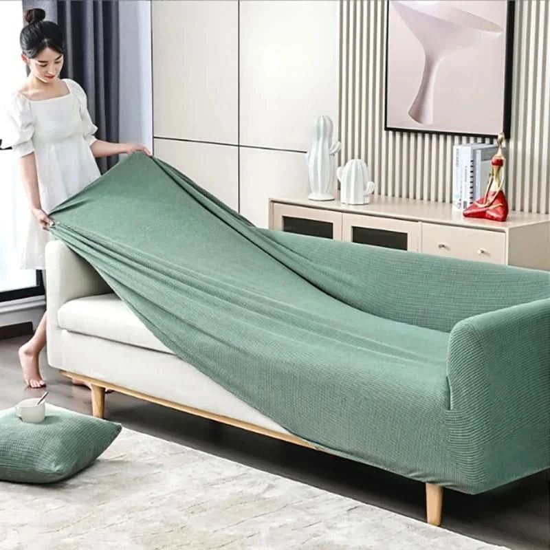 Sofa Cover Slipcover for Couch with Ribbed Jacquard and Non-Slip Backing Cat Protector