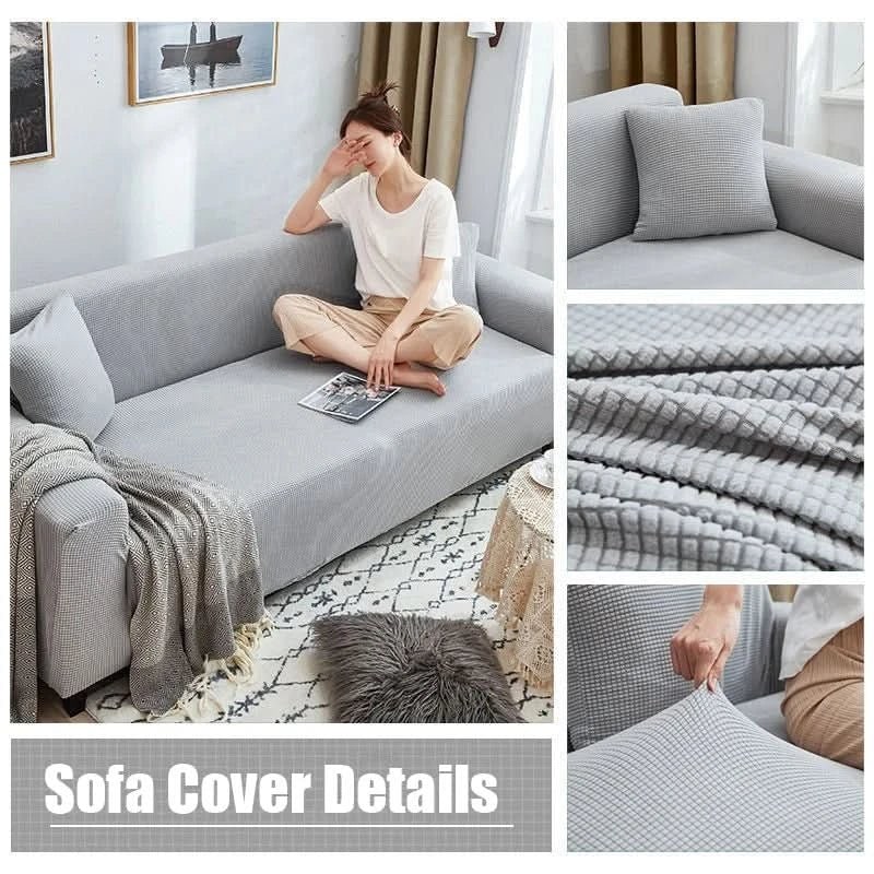 Sofa Cover Slipcover for Couch with Ribbed Jacquard and Non-Slip Backing Cat Protector