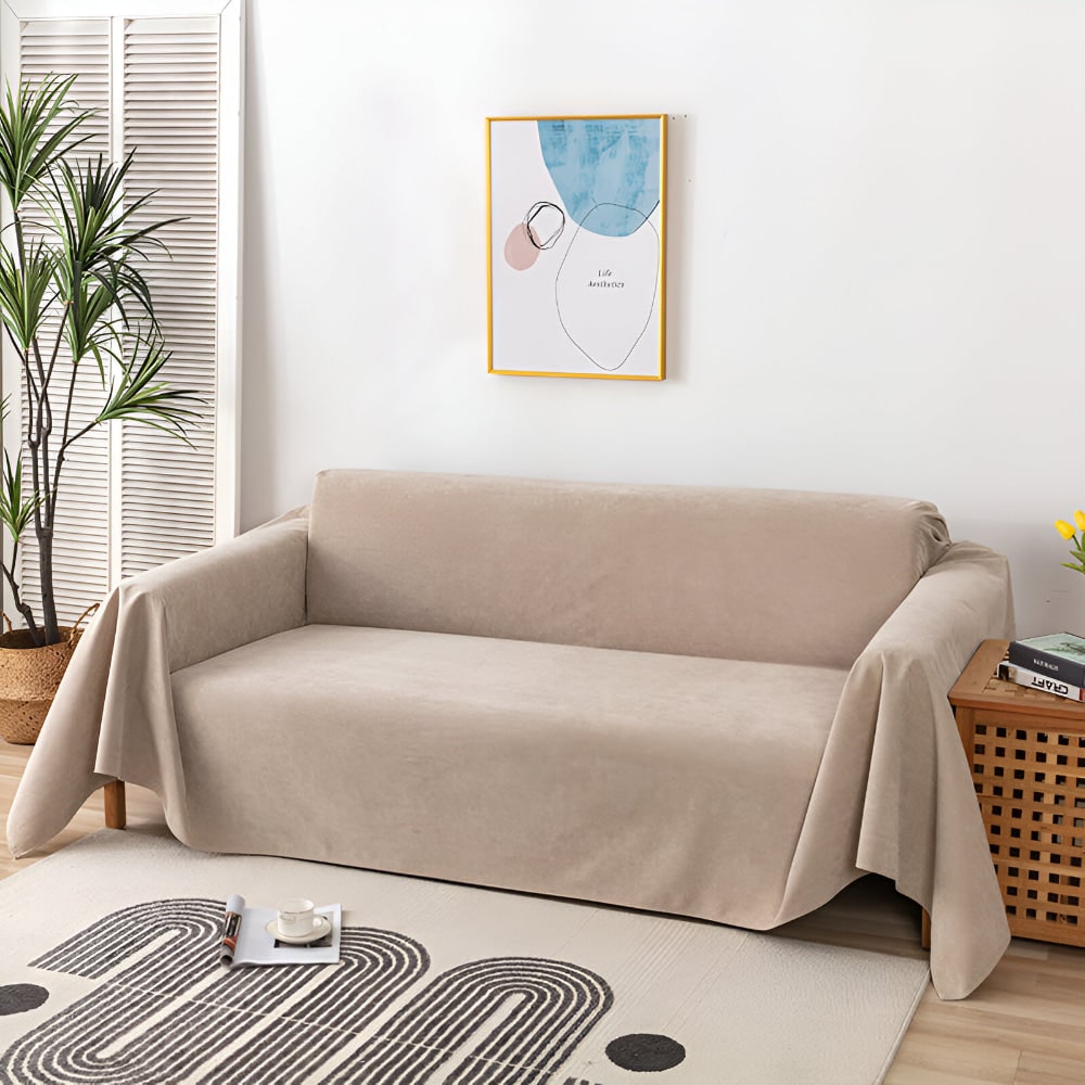 Sofa Throw Blanket Waterproof Water-Resistant Couch Cover with Scalloped Edge Machine Washable