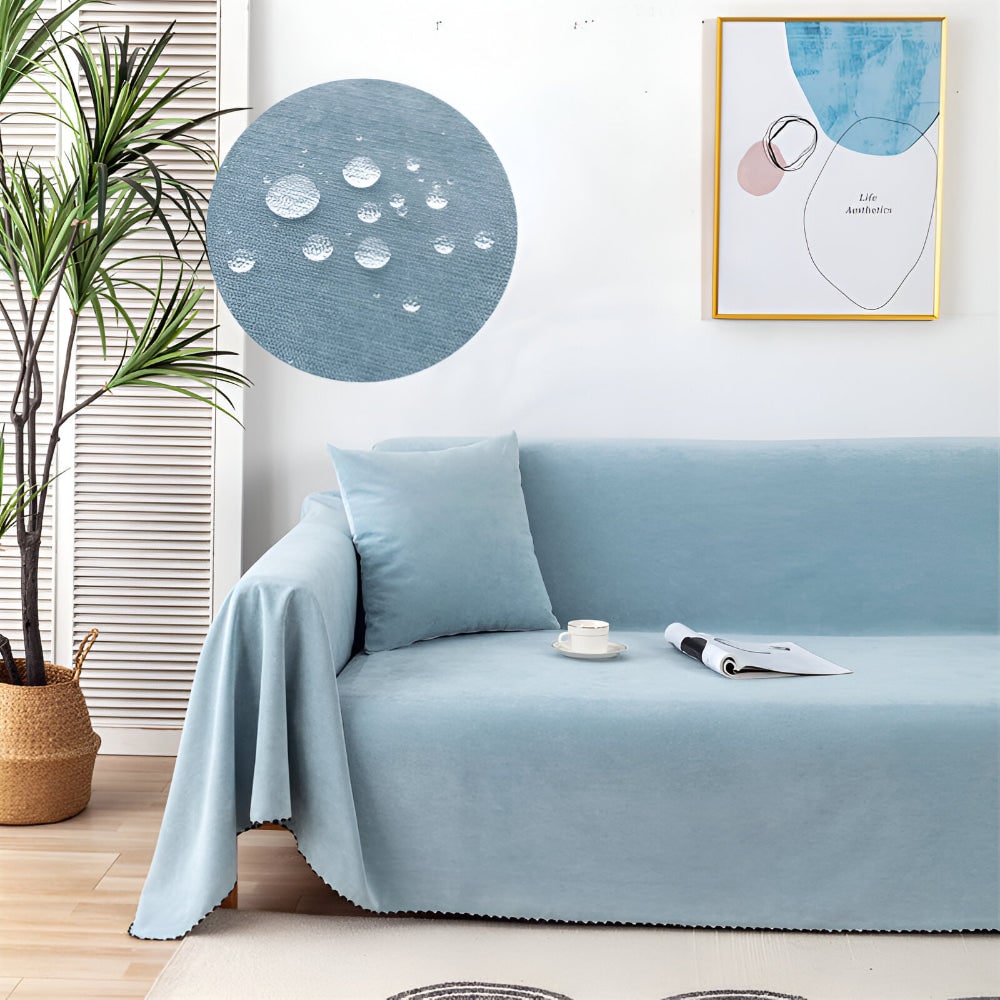 Sofa Throw Blanket Waterproof Water-Resistant Couch Cover with Scalloped Edge Machine Washable