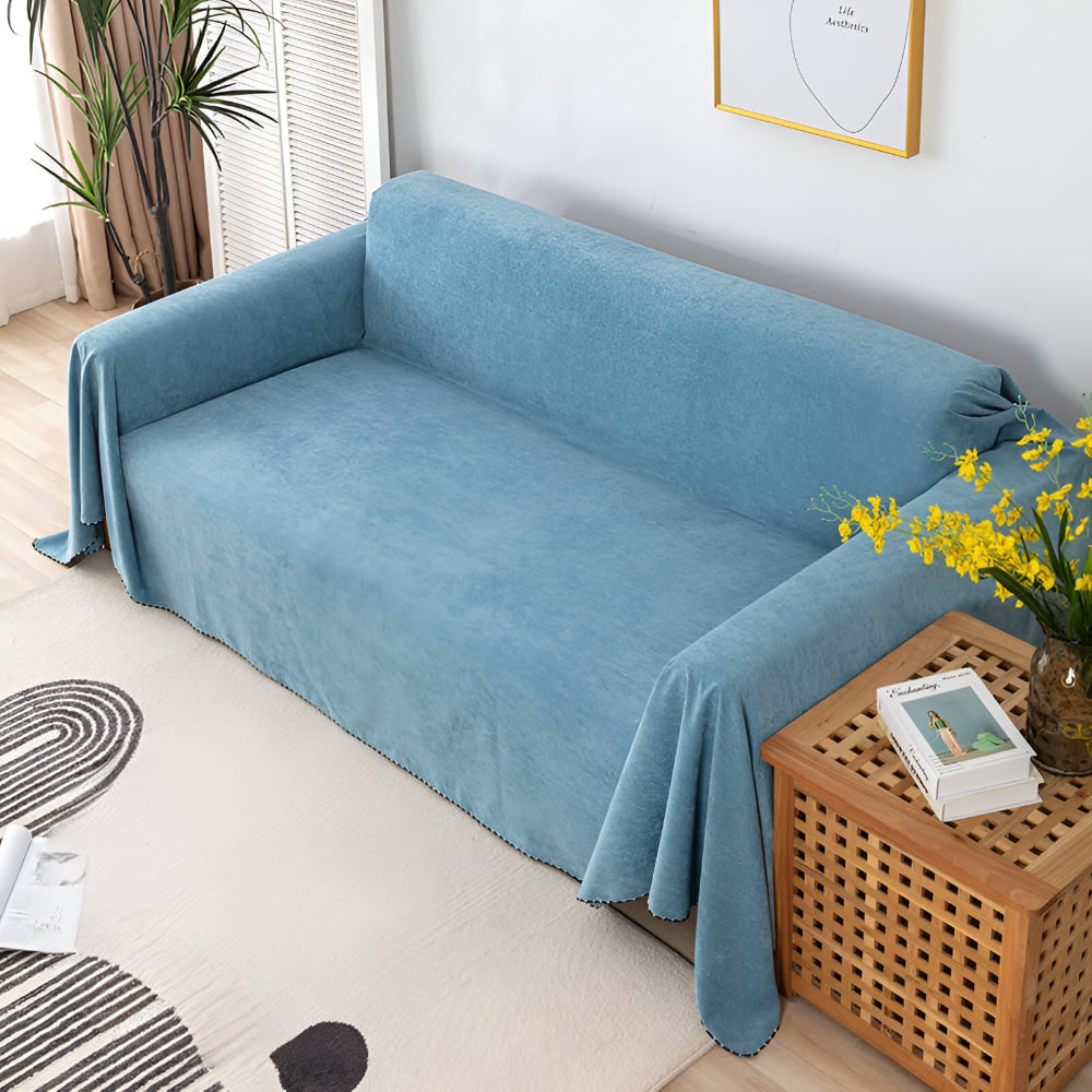 Sofa Throw Blanket Waterproof Water-Resistant Couch Cover with Scalloped Edge Machine Washable