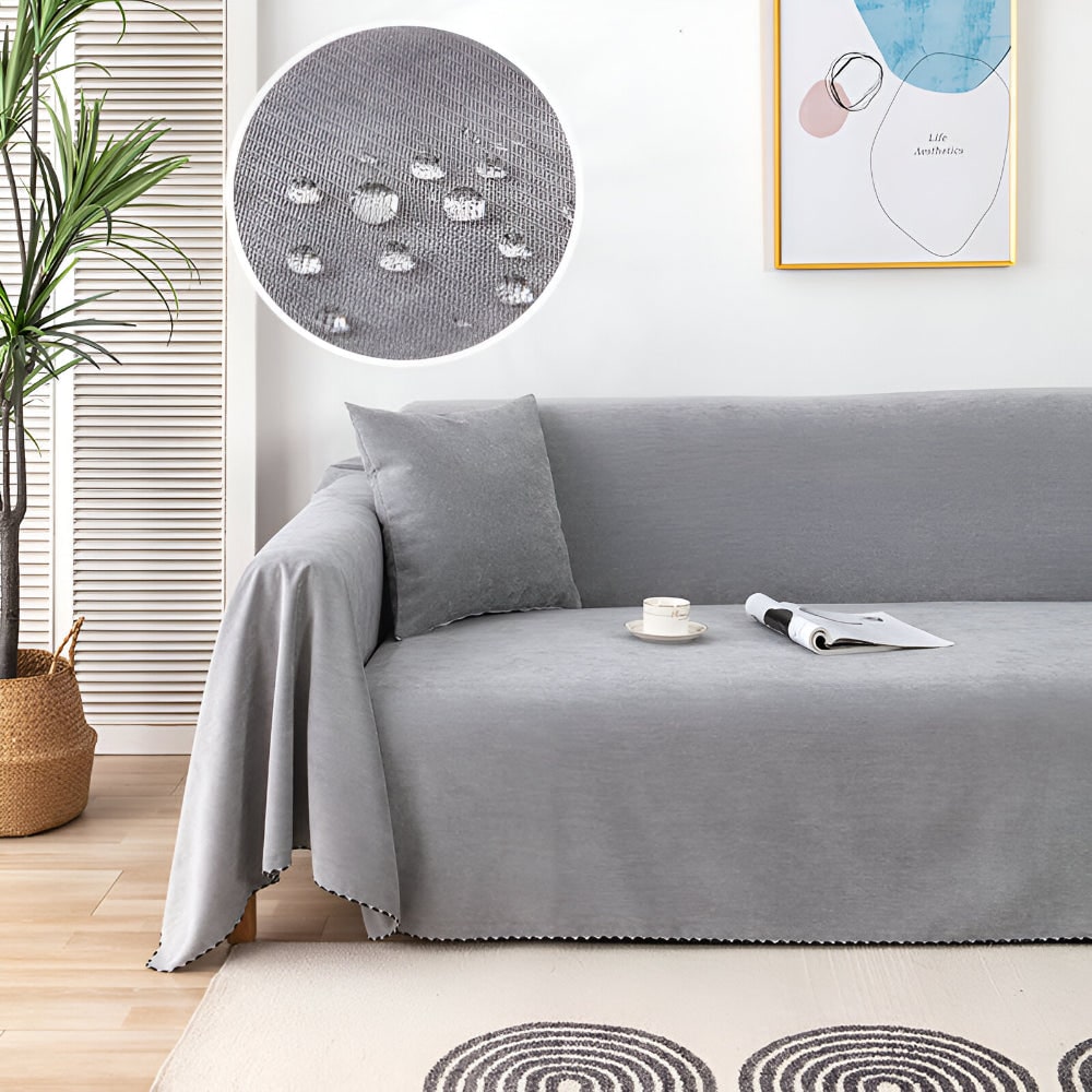 Sofa Throw Blanket Waterproof Water-Resistant Couch Cover with Scalloped Edge Machine Washable
