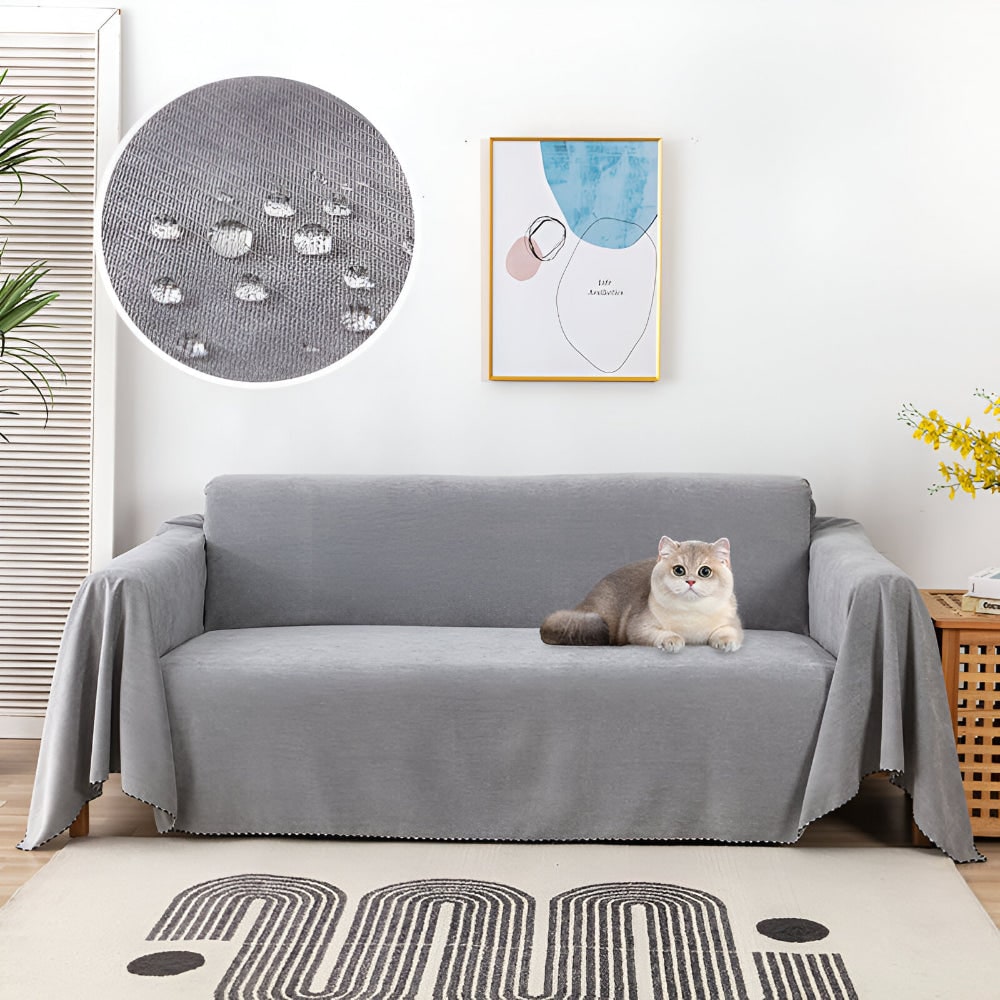 Sofa Throw Blanket Waterproof Water-Resistant Couch Cover with Scalloped Edge Machine Washable