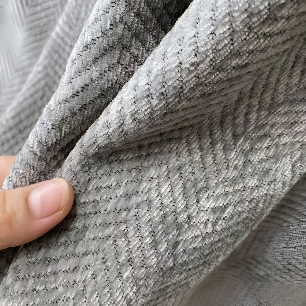 Sofa Throw Blanket Cover with Woven Herringbone and Fringed Tassel Edges