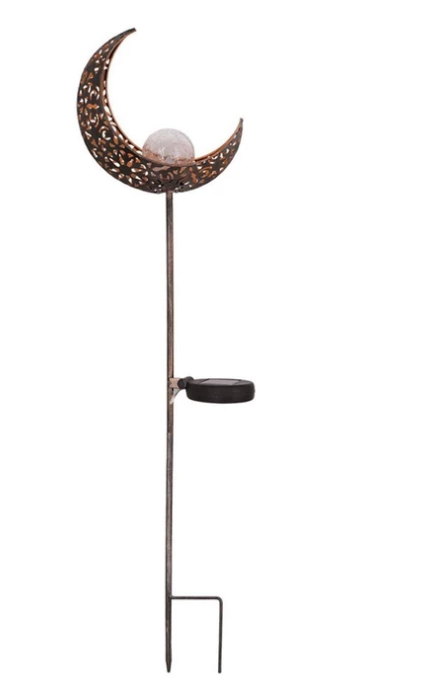 Solar Garden Lights Outdoor Pathway Stake with Crackled Glass Globe and Warm LED