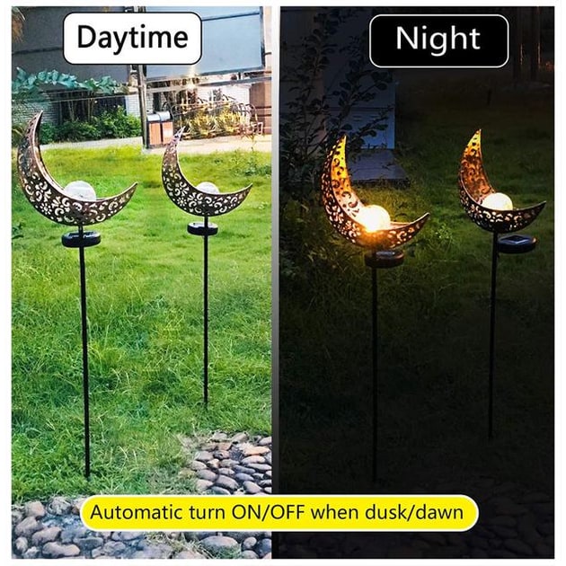 Solar Garden Lights Outdoor Pathway Stake with Crackled Glass Globe and Warm LED