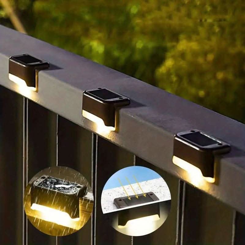 Solar LED Outdoor Pathway Fence Deck Lights with Step Stair Installation
