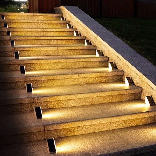 Solar Outdoor Lighting Deck Lights Step Waterproof LED Triangular Stair