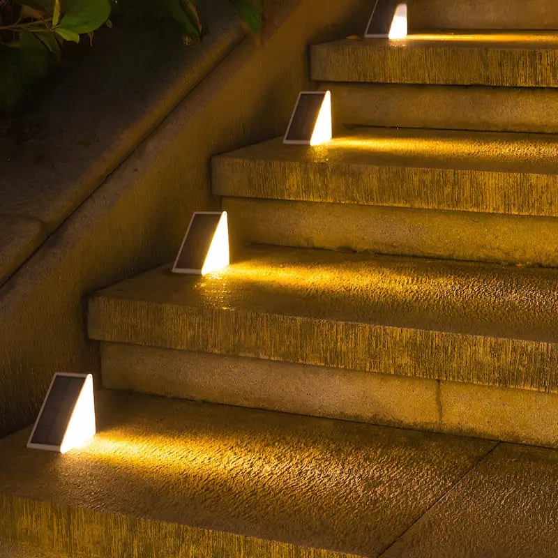 Solar Outdoor Lighting Deck Lights Step Waterproof LED Triangular Stair