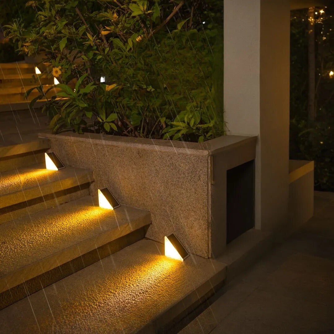 Solar Outdoor Lighting Deck Lights Step Waterproof LED Triangular Stair