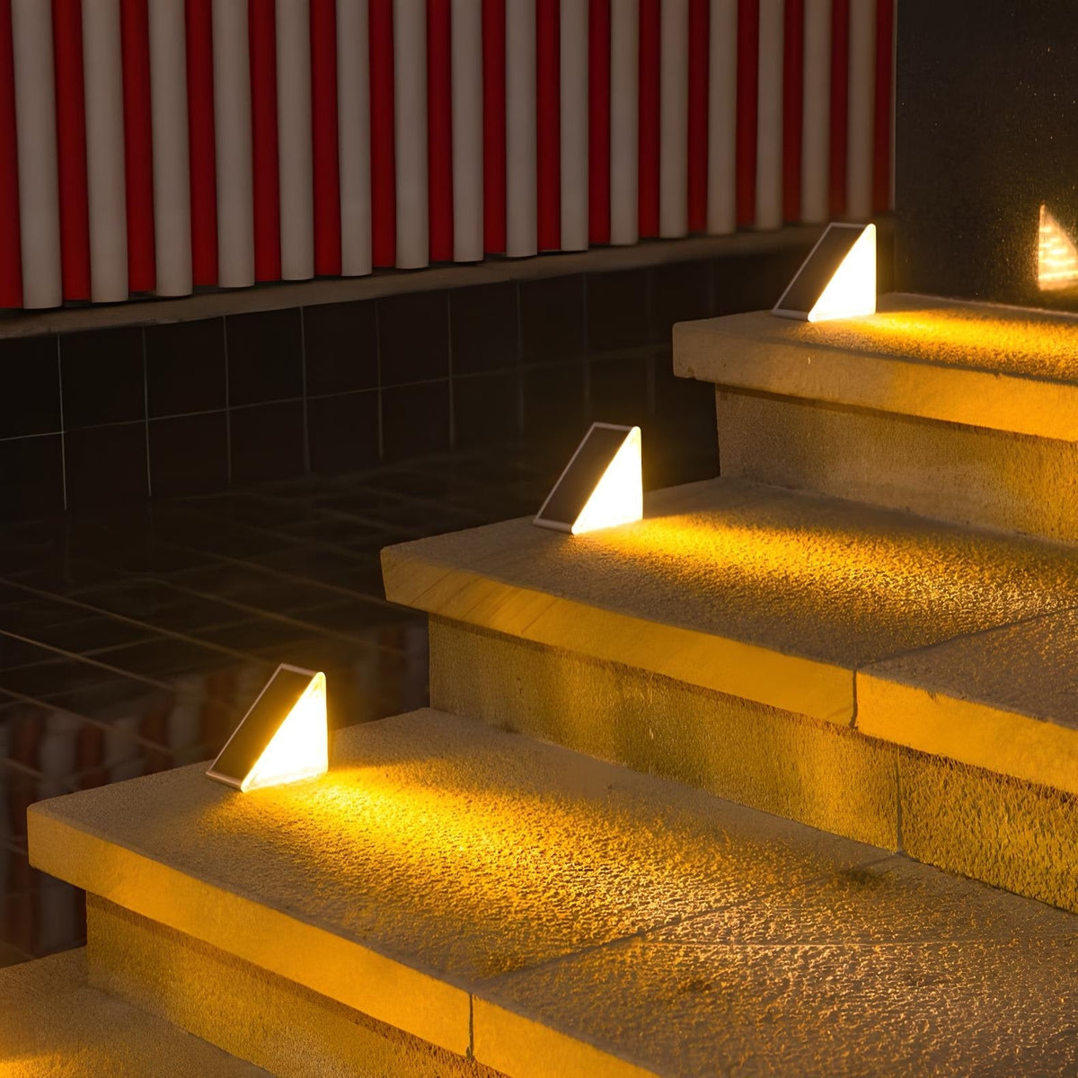Solar Outdoor Lighting Deck Lights Step Waterproof LED Triangular Stair