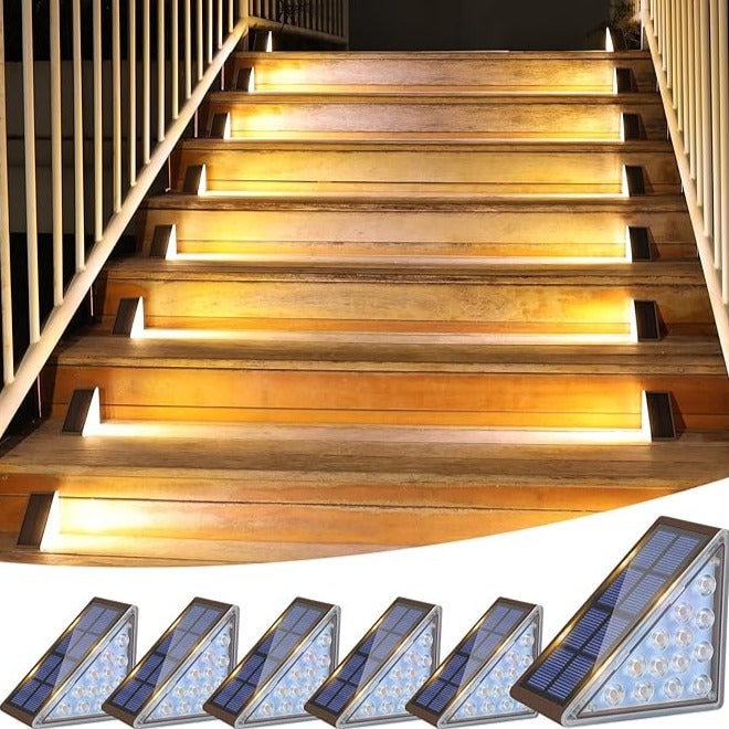 Solar Outdoor Lighting Deck Lights Step Waterproof LED Triangular Stair