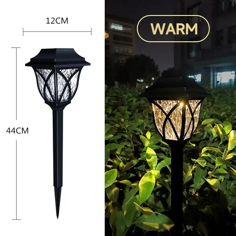 Solar Path Lights Garden Outdoor with Crackle Glass Lens and Integrated Panel Stake