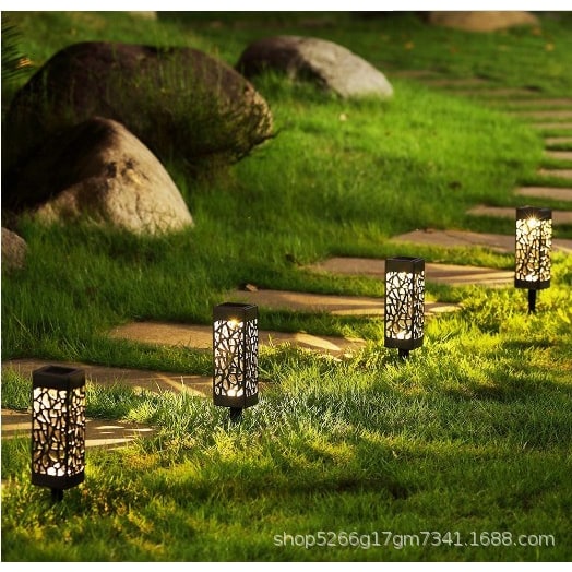Solar Pathway Lights with Hollow Lattice Design for Garden Lawn and Landscape Outdoor Lighting