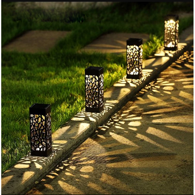 Solar Pathway Lights with Hollow Lattice Design for Garden Lawn and Landscape Outdoor Lighting