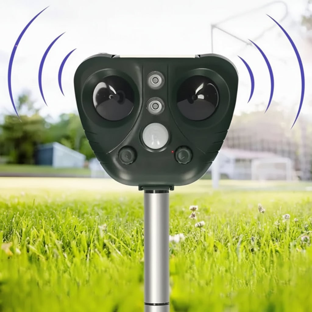 Solar Ultrasonic Animal Repeller with Motion Sensor and LED Indicator