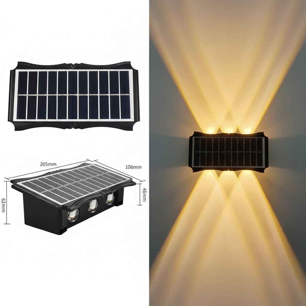 Solar Wall Lights Outdoor with Up and Down Lighting Weatherproof Powered Exterior